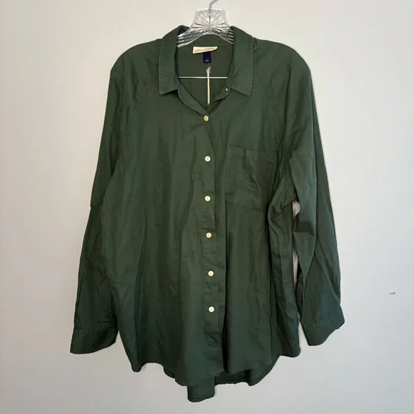 Universal Thread NWT Women’s Dark Green Oversized Button Down Long Sleeve Shirt - Picture 5 of 15